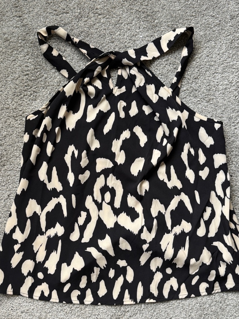 SHEIN Black and Cream Leopard Halter Camisole - Picture 2 of 4